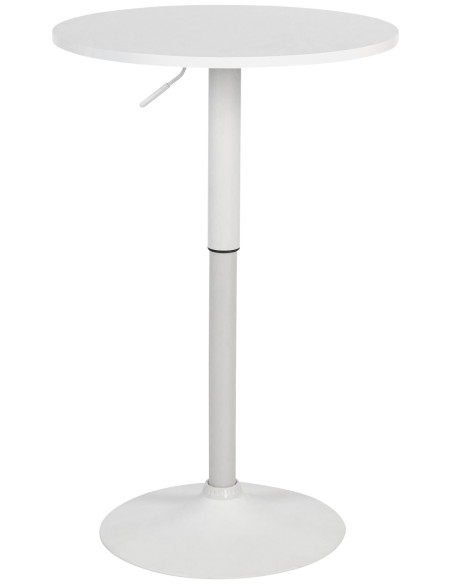 Table de bar hauteur réglable Ronde 2 personnes MDF Métal Blanc Garel - 1