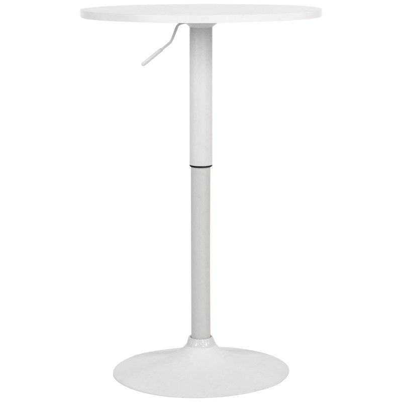 Table de bar hauteur réglable Ronde 2 personnes MDF Métal Blanc Garel - 5