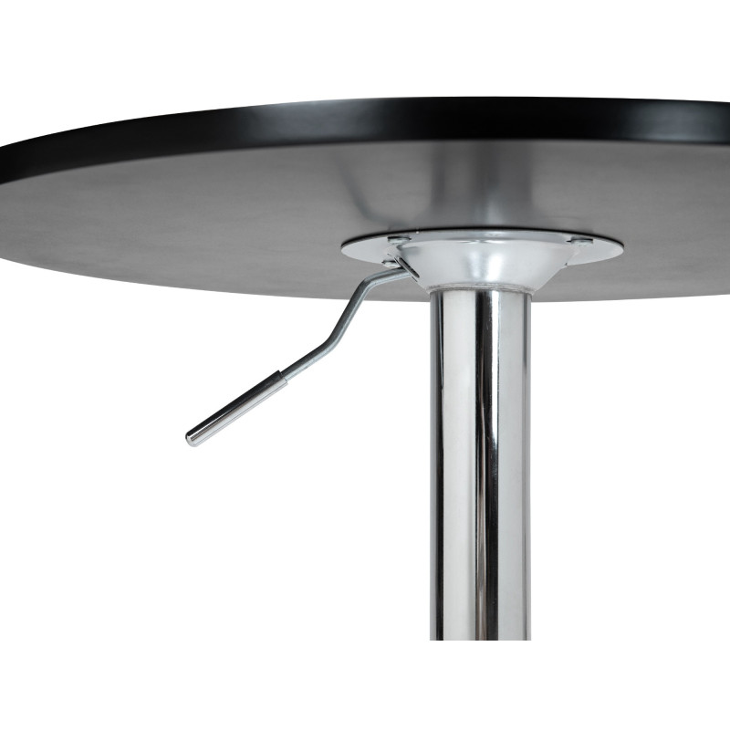 Table de bar hauteur réglable Ronde 2 personnes MDF Noir Métal Argenté Garel - 2