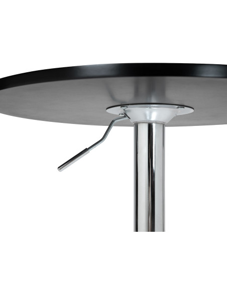 Table de bar hauteur réglable Ronde 2 personnes MDF Noir Métal Argenté Garel - 2