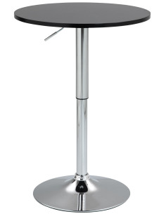 Table de bar hauteur réglable Ronde 2 personnes MDF Noir Métal Argenté Garel - 1