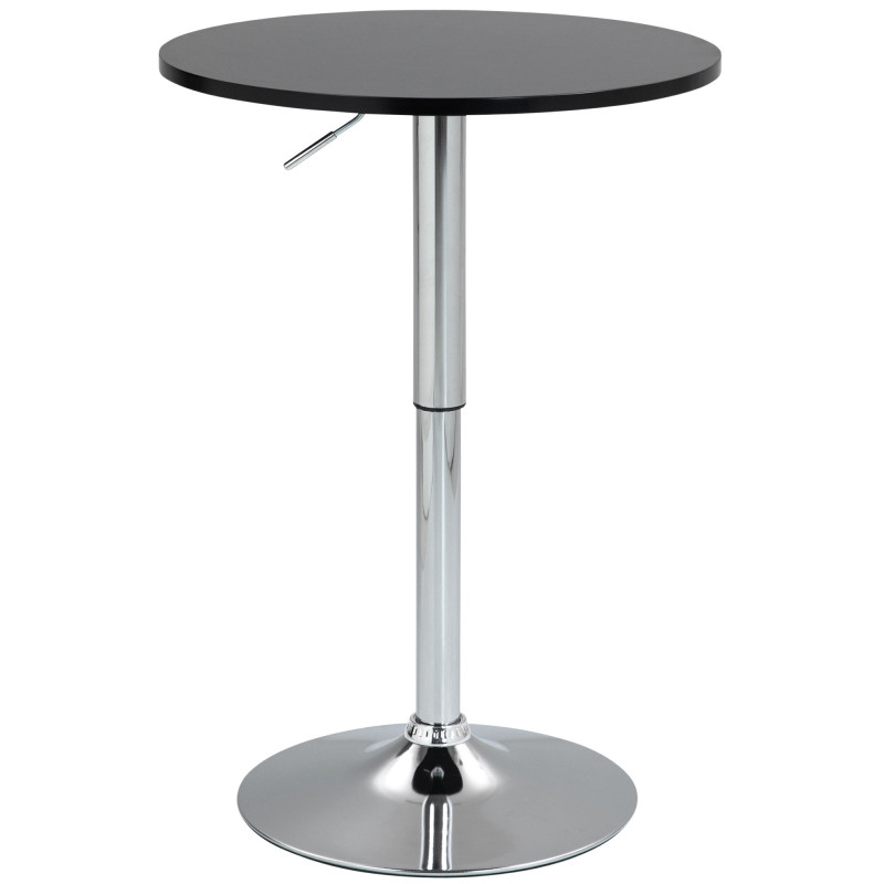 Table de bar hauteur réglable Ronde 2 personnes MDF Noir Métal Argenté Garel - 1