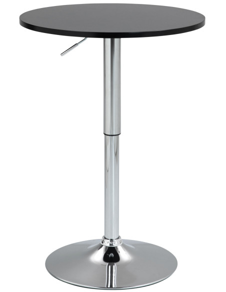 Table de bar hauteur réglable Ronde 2 personnes MDF Noir Métal Argenté Garel - 1