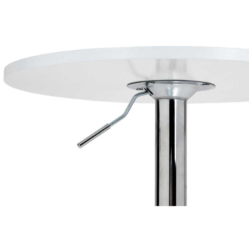 Table de bar hauteur réglable Ronde 2 personnes MDF Blanc Métal Argenté Garel - 2