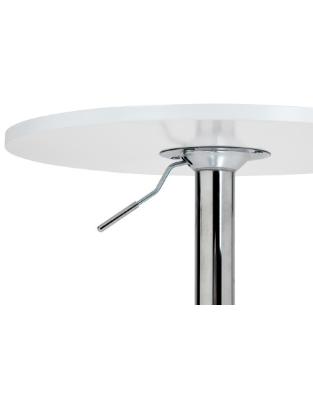 Table de bar hauteur réglable Ronde 2 personnes MDF Blanc Métal Argenté Garel - 2