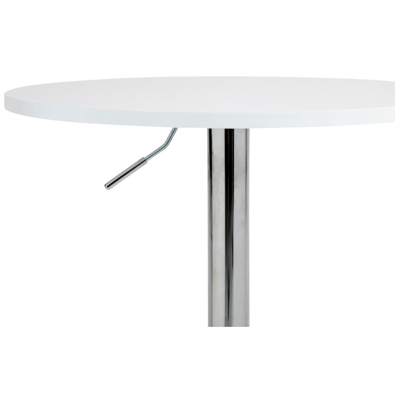 Table de bar hauteur réglable Ronde 2 personnes MDF Blanc Métal Argenté Garel - 3