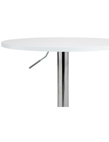 Table de bar hauteur réglable Ronde 2 personnes MDF Blanc Métal Argenté Garel - 3