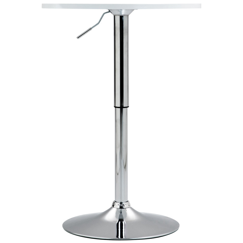 Table de bar hauteur réglable Ronde 2 personnes MDF Blanc Métal Argenté Garel - 5