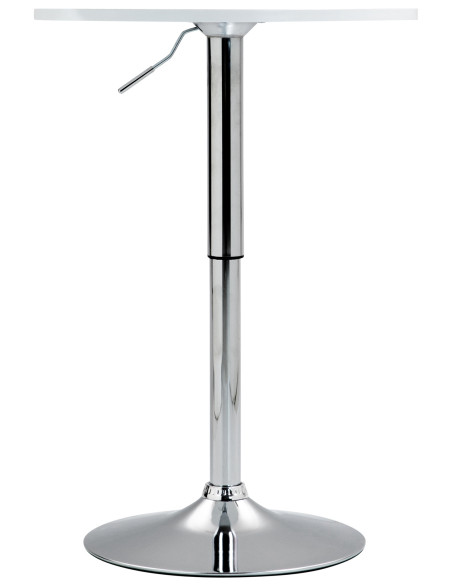 Table de bar hauteur réglable Ronde 2 personnes MDF Blanc Métal Argenté Garel - 5