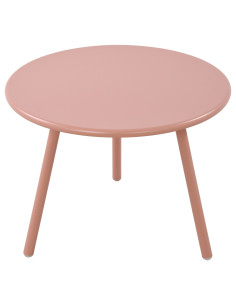 Table basse de jardin Ronde 60 cm Polypropylène Métal Rose Noyra - 1 2