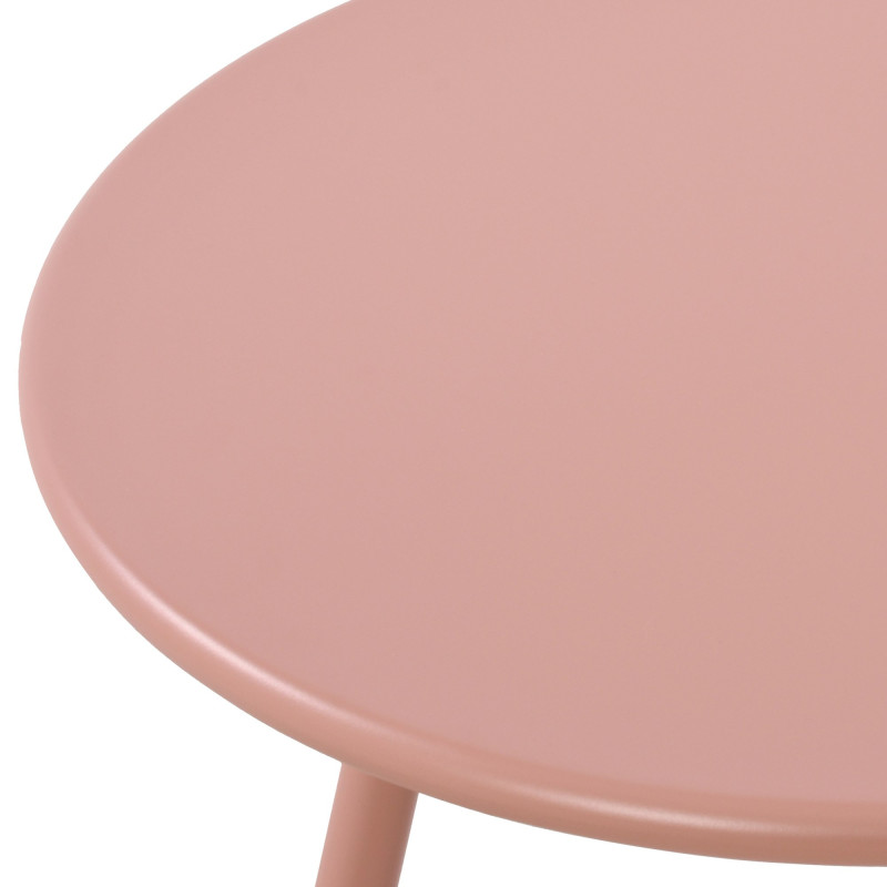 Table basse de jardin Ronde 60 cm Polypropylène Métal Rose Noyra  - 3