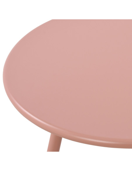 Table basse de jardin Ronde 60 cm Polypropylène Métal Rose Noyra  - 3
