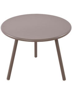 Table basse de jardin Ronde 60 cm Polypropylène Métal Taupe Noyra - 1 2
