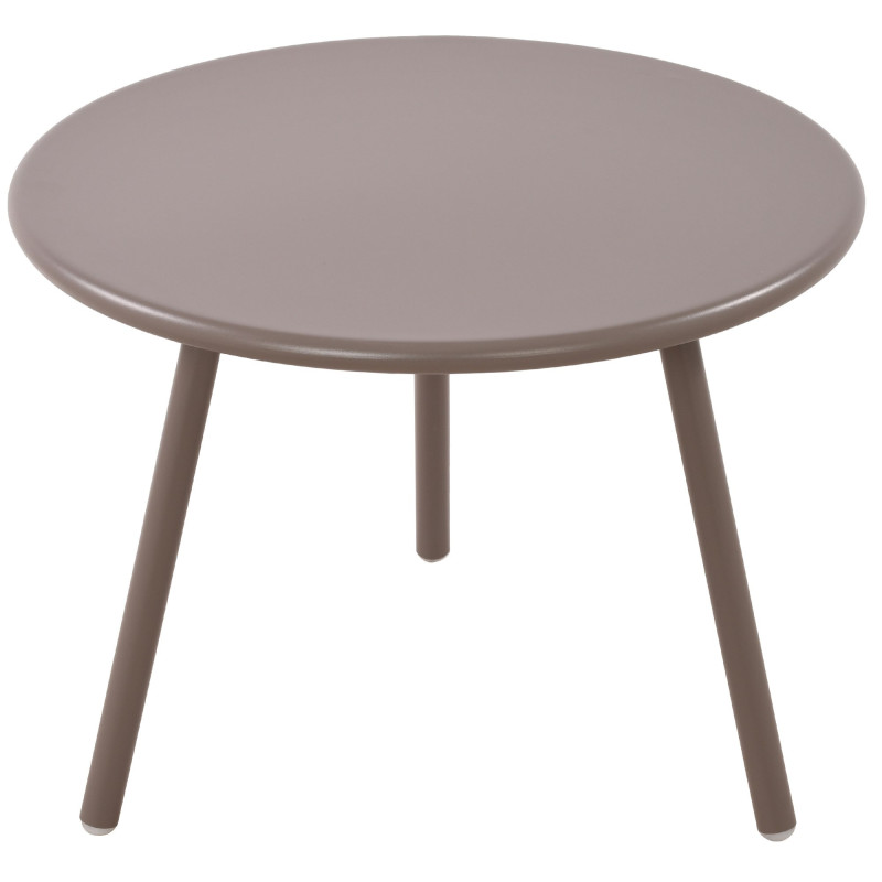 Table basse de jardin Ronde 60 cm Polypropylène Métal Taupe Noyra - 2