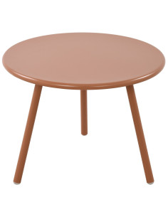 Table basse de jardin Ronde 60 cm Polypropylène Métal Terracotta Noyra - 1 2