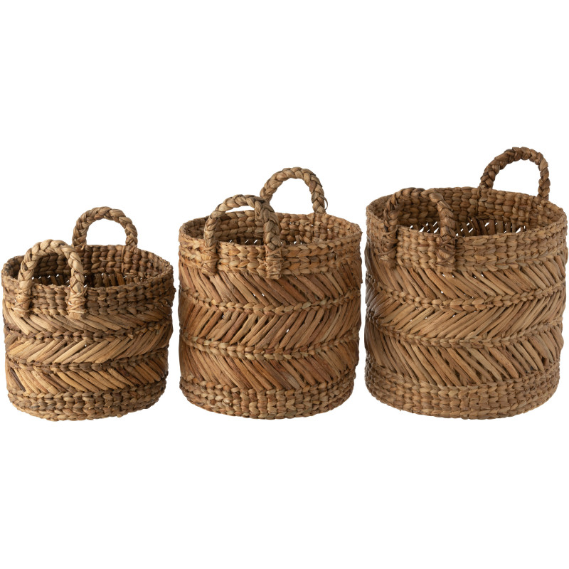 Paniers de rangement déco en raphia tressé naturel Set de 3 - 3