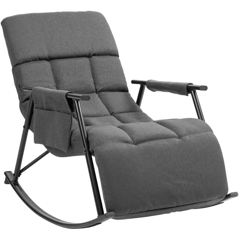 Fauteuil à bascule cocooning chic Tissu Gris foncé Métal Noir Mat Oaren - 1