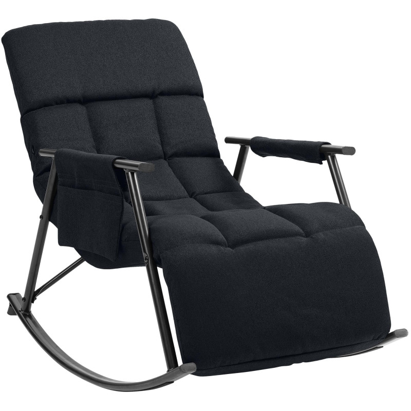 Fauteuil à bascule cocooning chic Tissu Noir Métal Noir Mat Oaren - 1