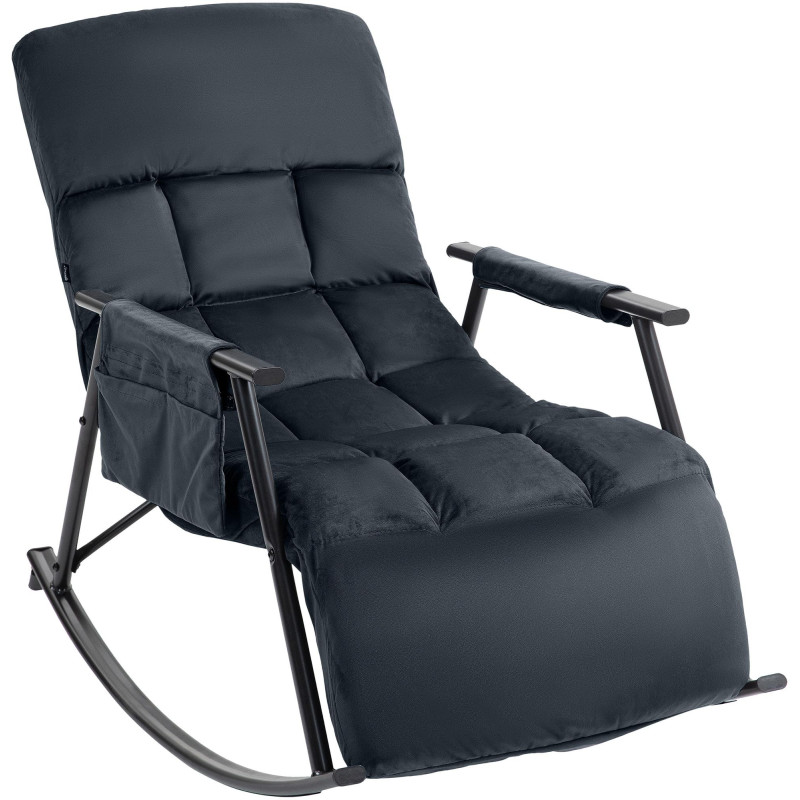 Fauteuil à bascule cocooning chic Velours Noir Métal Noir Mat Oaren - 1