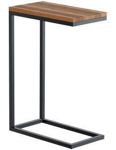 Table d'appoint industrielle chic Carrée Hauteur 67 cm Bois Marron chêne Métal Noir Sayen - 1