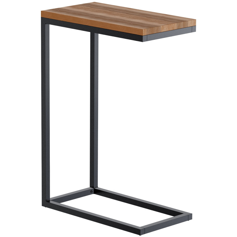 Table d'appoint industrielle chic Carrée Hauteur 67 cm Bois Marron chêne Métal Noir Sayen - 1
