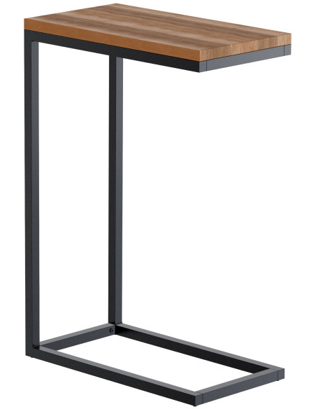 Table d'appoint industrielle chic Carrée Hauteur 67 cm Bois Marron chêne Métal Noir Sayen - 1