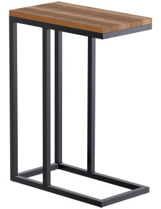 Bout de canapé industriel chic Rectangulaire Hauteur 63 cm Bois Marron chêne Métal Noir Sayen - 1