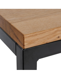 Bout de canapé industriel chic Rectangulaire Hauteur 63 cm Bois Marron chêne Métal Noir Sayen - 2