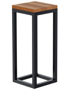 Sellette haute industrielle chic Carré Hauteur 50 cm Bois Marron chêne Métal Noir Sayen - 1