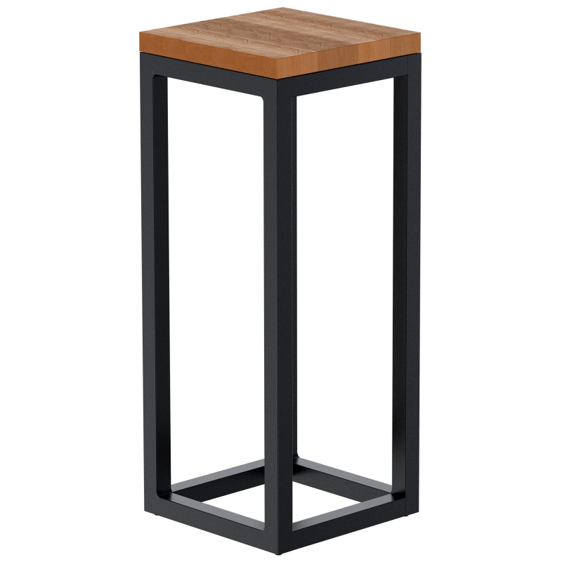 Sellette haute industrielle chic Carré Hauteur 50 cm Bois Marron chêne Métal Noir Sayen - 1