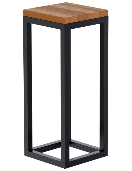 Sellette haute industrielle chic Carré Hauteur 50 cm Bois Marron chêne Métal Noir Sayen - 1