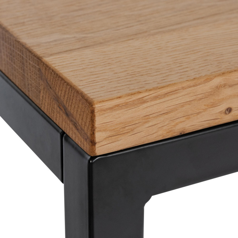 Grande Table basse industrielle chic Rectangulaire 100 cm Bois Marron chêne Métal Noir Cleno - 2