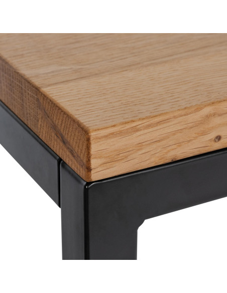 Grande Table basse industrielle chic Rectangulaire 100 cm Bois Marron chêne Métal Noir Cleno - 2