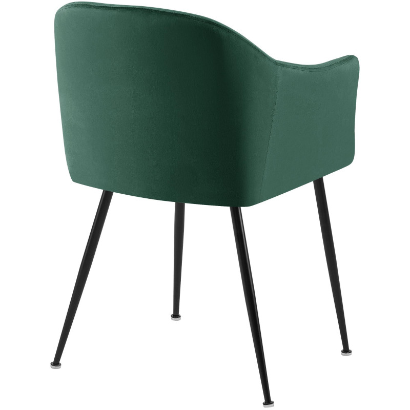 Fauteuil de table vintage chic Velours Vert foncé Métal Noir Mat Balor - 2