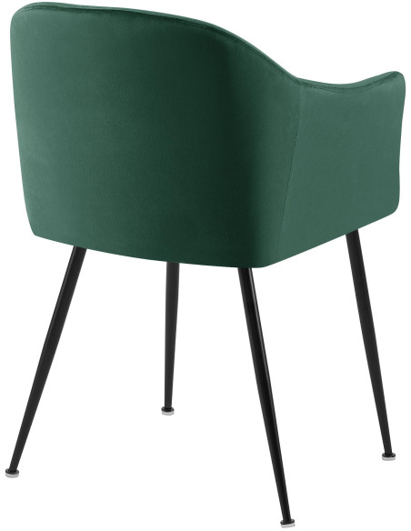 Fauteuil de table vintage chic Velours Vert foncé Métal Noir Mat Balor - 2
