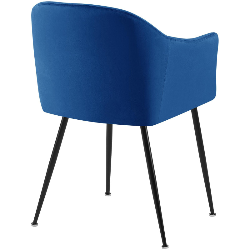 Fauteuil de table vintage chic Velours Bleu foncé Métal Noir Mat Balor - 2