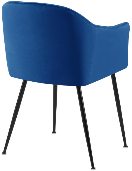 Fauteuil de table vintage chic Velours Bleu foncé Métal Noir Mat Balor - 2