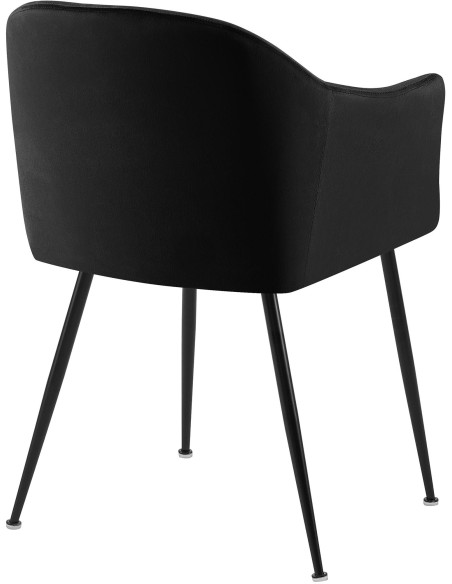Fauteuil de table vintage chic Velours Noir Métal Noir Mat Balor - 2