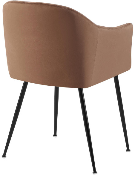 Fauteuil de table vintage chic Velours Marron Métal Noir Mat Balor - 2