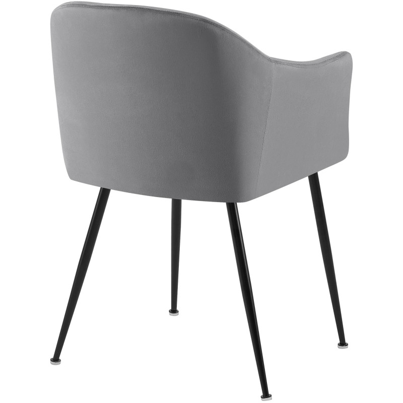 Fauteuil de table vintage chic Velours Gris foncé Métal Noir Mat Balor - 2