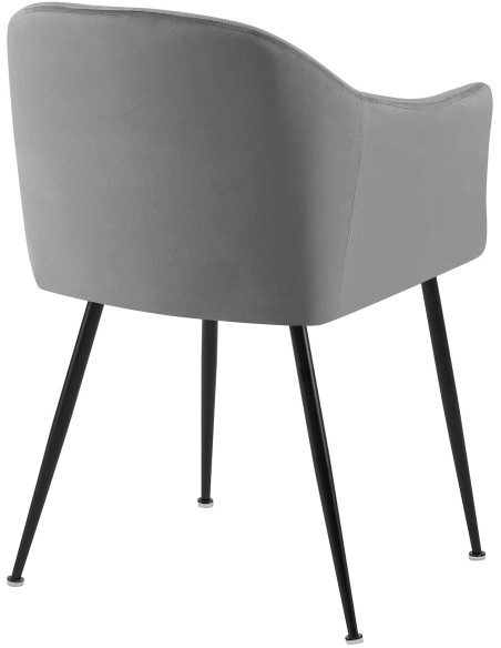 Fauteuil de table vintage chic Velours Gris foncé Métal Noir Mat Balor - 2