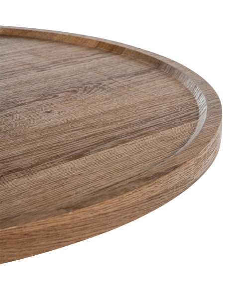 Table d'appoint gigogne industrielle chic Ronde Bois Marron Métal Noir Mat Sonea - 2