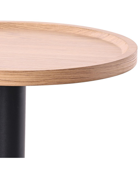 Table d'appoint gigogne industrielle chic Ronde Bois Naturel Métal Noir Mat Sonea - 4
