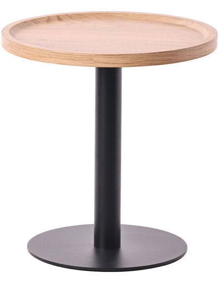 Table d'appoint gigogne industrielle chic Ronde Bois Naturel Métal Noir Mat Sonea - 5