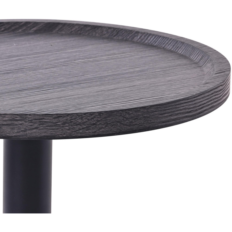 Table d'appoint gigogne industrielle chic Ronde Bois Gris Métal Noir Mat Sonea - 2