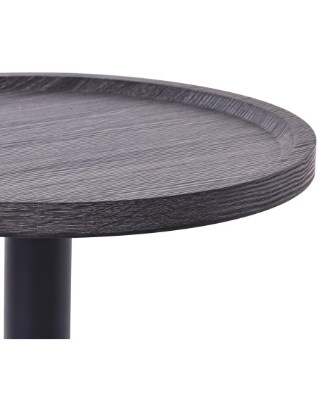 Table d'appoint gigogne industrielle chic Ronde Bois Gris Métal Noir Mat Sonea - 2