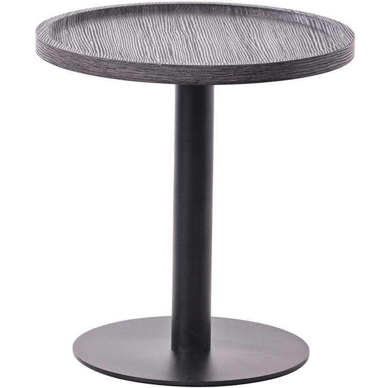 Table d'appoint gigogne industrielle chic Ronde Bois Gris Métal Noir Mat Sonea - 3