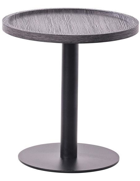 Table d'appoint gigogne industrielle chic Ronde Bois Gris Métal Noir Mat Sonea - 3