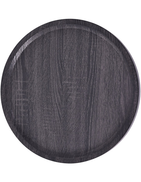 Table d'appoint gigogne industrielle chic Ronde Bois Gris Métal Noir Mat Sonea - 4