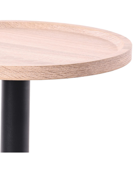 Table d'appoint gigogne industrielle chic Ronde Bois Marron chêne Métal Noir Mat Sonea - 2